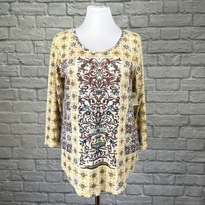 NWT Lucky Yellow Boho Print Tunic Tee